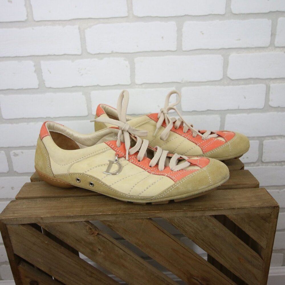 Vtg Dior Leather Suede Trainer Sneakers Womens 40 Metal D Pennant Laced Y2K